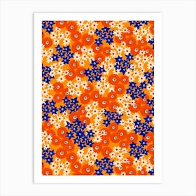 Mixed Hand Painted Dense Wildflowers Red, White, Blue, Orange Art Print