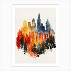 Cityscape With Trees Art Print