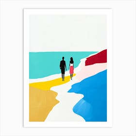 Couple Walking On Beach Poster