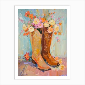 Cowboy Boots And Wildflowers Wild Roses 1 Art Print