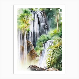 Marojejy National Park Waterfall, Madagascar Water Colour  (3) Art Print