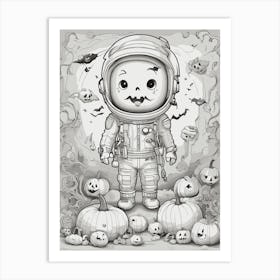 Astronaut With Pumpkins Art Print