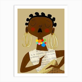 African Girl With Hoop Earrings Art Print