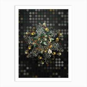 Vintage Pear Fruit Wreath on Dot Bokeh Pattern n.0178 Art Print