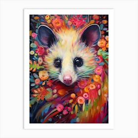  A Foraging Possum Vibrant Paint Splash 1 Art Print