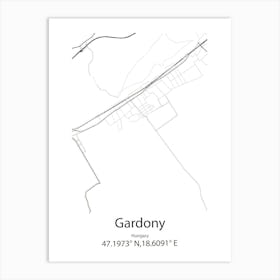 Gardony,Hungary Minimalist Map Art Print