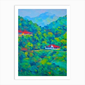 Jim Corbett National Park India Blue Oil Painting 1  Art Print