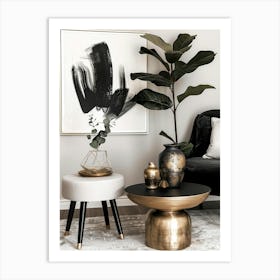 Gold And Black Living Room Art Print