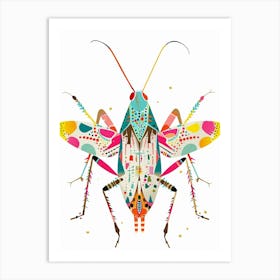 Colourful Insect Illustration Katydid 2 Art Print