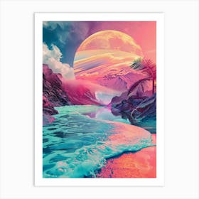 Psychedelic Moon Art Art Print