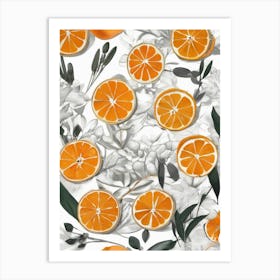 Oranges And Flowers Art Print