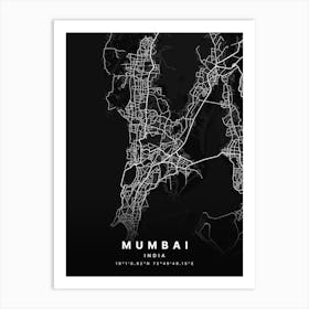 Mumbai India Black Map Póster