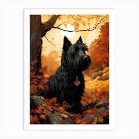 The Scottish Terrier And The Amber Forest Art Print