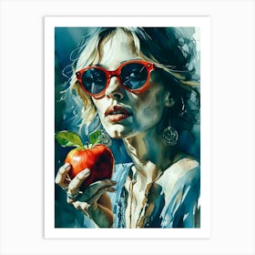 Woman With An Apple Art Print