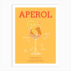 Aperol Recipe Cocktail Print Art Print