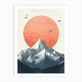 Sunset Over Minimal Mountains Art Print