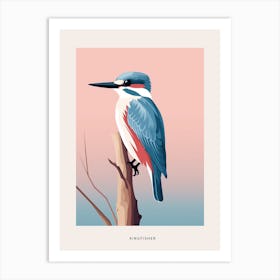 Minimalist Kingfisher 3 Bird Poster Art Print