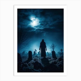 Spooky Graveyard Art Print