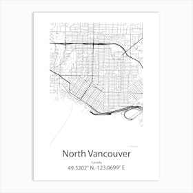 North Vancouver,Canada Minimalist Map Art Print