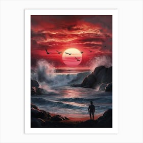 Sunset At The Beach 10 Art Print