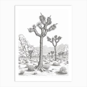  Detailed Drawing Of A Joshua Trees At Dusk In Desert 1 Art Print