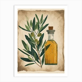 Olive Branch Olive Oil Illustration 1 Art Print