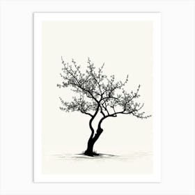 Plum Tree Pixel Illustration 1 Art Print