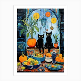 Cats In The Window Art Print