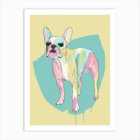French Bulldog Watercolour Line Drawing Art Print