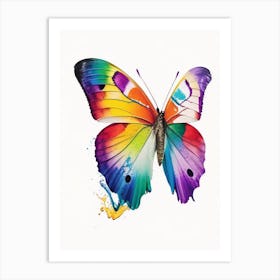 Butterfly On Rainbow Decoupage 4 Art Print