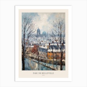 Winter City Park Poster Parc De Belleville Paris France 1 Art Print