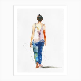 Watercolor Of A Woman Walking Art Print