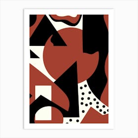 Geometrical Red Abstract Maximalist Art Print