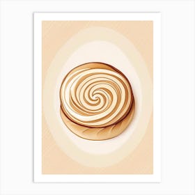 Cinnamon Roll Dessert Retro Minimal 2 Flower Art Print