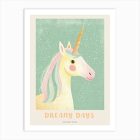 Pastel Storybook Style Unicorn 10 Poster Art Print