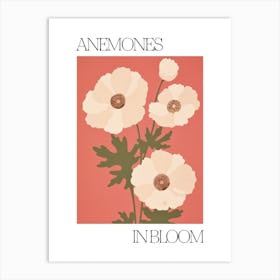 Anemones In Bloom Flowers Bold Illustration 4 Art Print