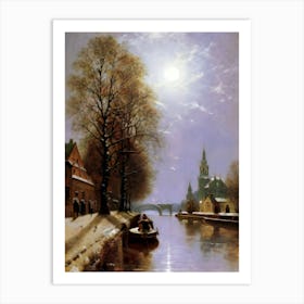 Moonlight On The Canal Art Print