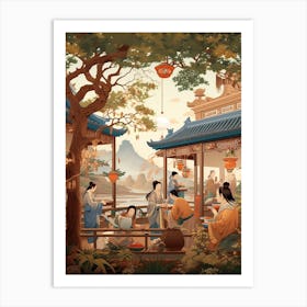 Chinese Tea Culture Vintage Illustration 4 Art Print