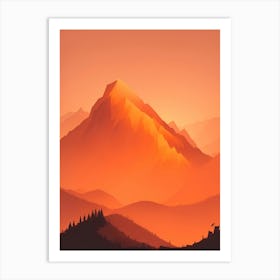 Misty Mountains Vertical Composition In Orange Tone 348 Art Print