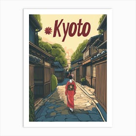 Aihrgdesign A Retro Travel Poster For Kyoto Featuring The Tra 52264e0c 2809 4333 82d4 500030f9e357 2 Art Print