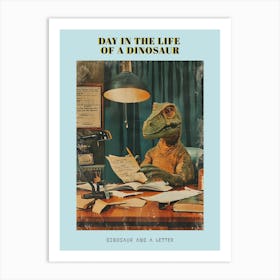 Dinosaur & A Letter Retro Collage 2 Poster Art Print