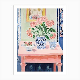 Bathroom Vanity Painting With A Carnation Bouquet 1 Art Print