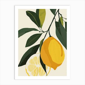 Lemons Close Up Illustration 1 Art Print