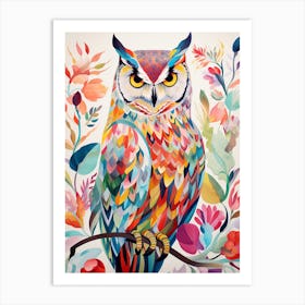Bird Painting Collage Great Horned Owl 2 Art Print