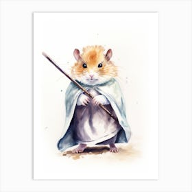 Baby Hamster As A Jedi Watercolour 1 Art Print