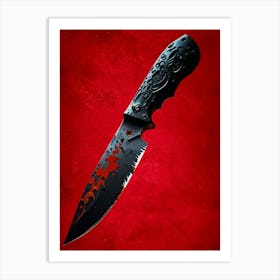 Knife On A Red Background Art Print