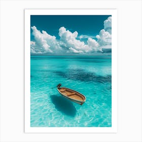 Boat In Blue Water Art Print