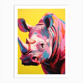 Rhino Pop Art Yellow Blue Pink 2 Art Print