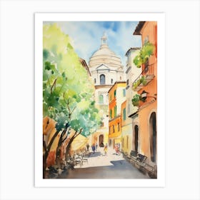 Rome, Italy Watercolour Streets 8 Art Print