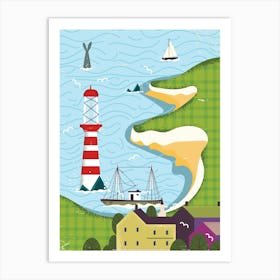 Lighthouse On The Coast Art Print